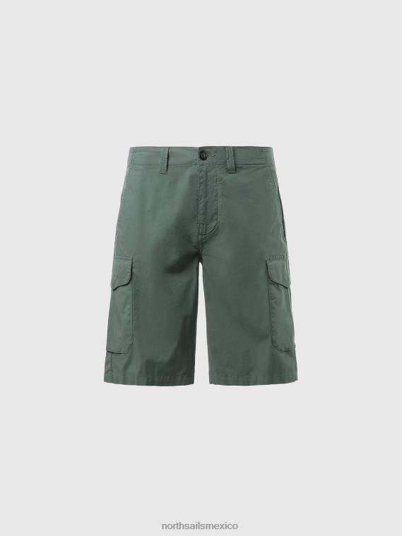 shorts cargo de popelina ecológica hombres verde militar North Sails ropa 020NL335