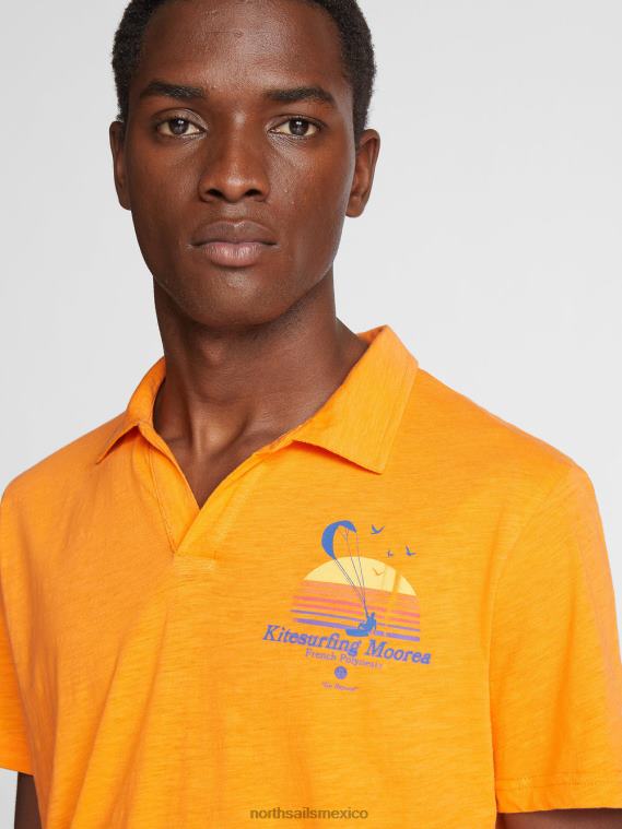 camisa polo estampada hombres naranja vibrante North Sails ropa 020NL1074