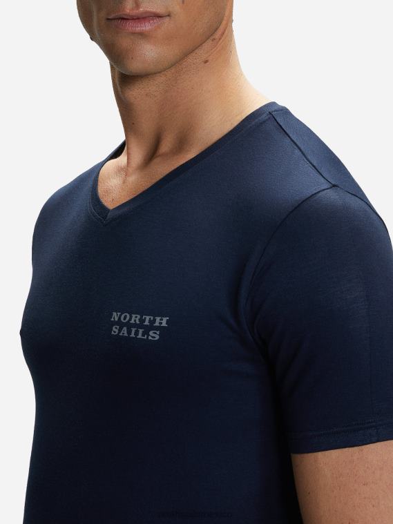 camiseta con cuello en v de bambú hombres Azul marino North Sails ropa 020NL496