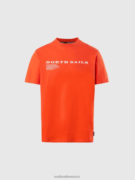 camiseta con estampado en el pecho hombres naranja brillante North Sails ropa 020NL164