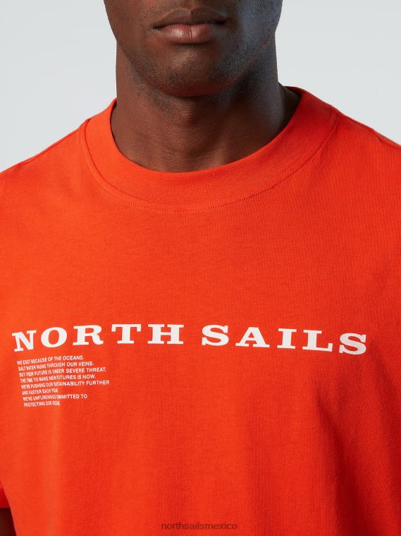 camiseta con estampado en el pecho hombres naranja brillante North Sails ropa 020NL164