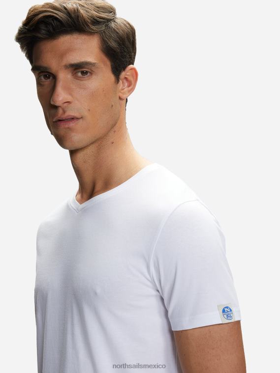 camiseta de algodón con cuello en v hombres blanco North Sails ropa 020NL501