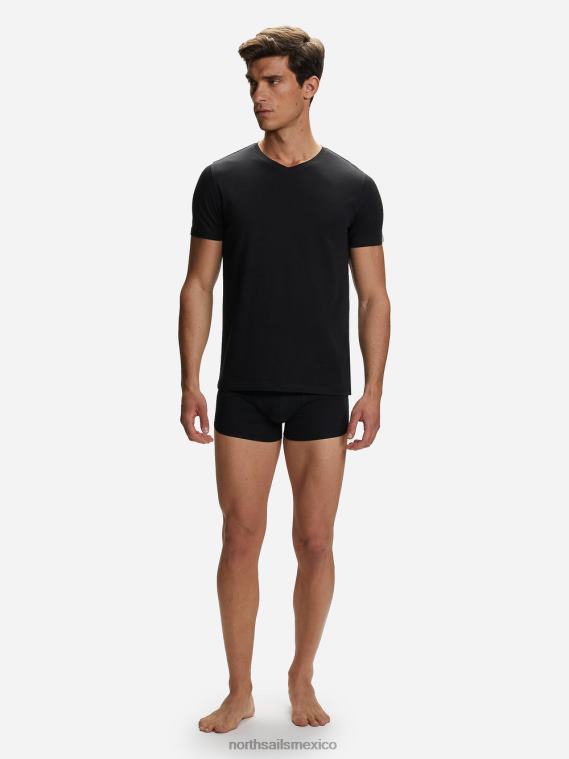 camiseta de algodón con cuello en v hombres negro North Sails ropa 020NL504