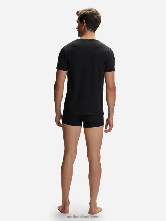 camiseta de algodón con cuello en v hombres negro North Sails ropa 020NL504