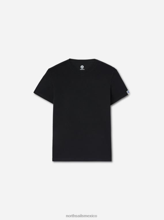 camiseta de algodón con cuello en v hombres negro North Sails ropa 020NL504