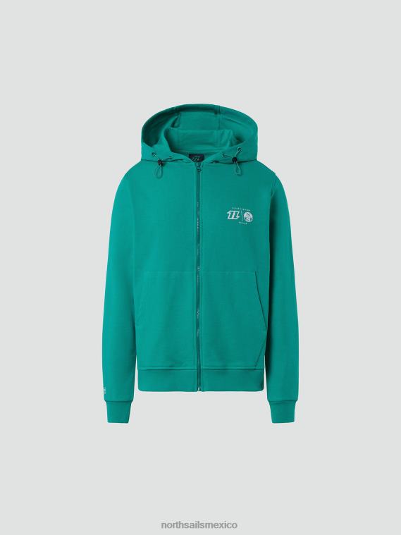 sudadera con capucha y cremallera completa cometa hombres verde North Sails ropa 020NL261