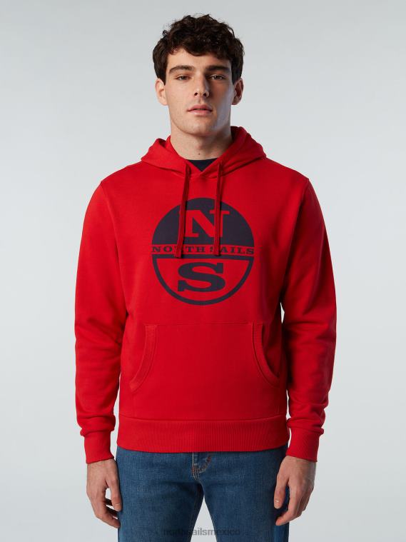 sudadera con capucha y logo grande hombres rojo North Sails ropa 020NL298