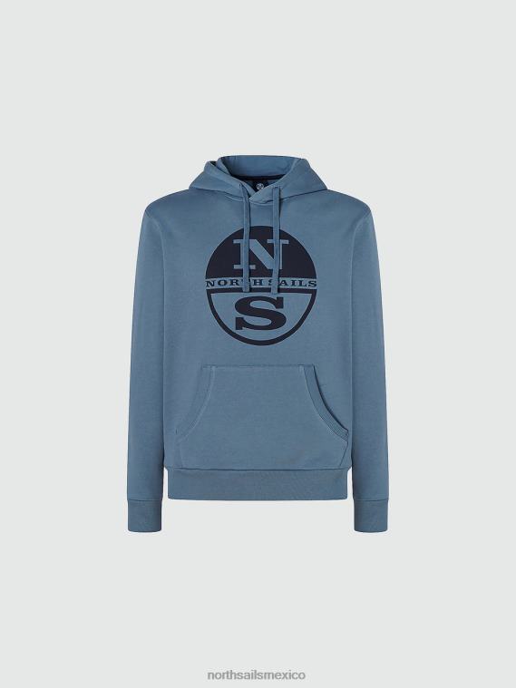 sudadera con capucha y logo hombres azul chino North Sails ropa 020NL786