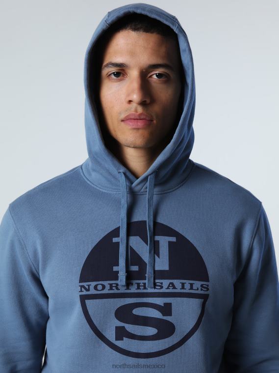 sudadera con capucha y logo hombres azul chino North Sails ropa 020NL786