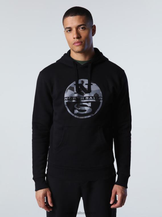 sudadera con capucha y logo hombres negro North Sails ropa 020NL789