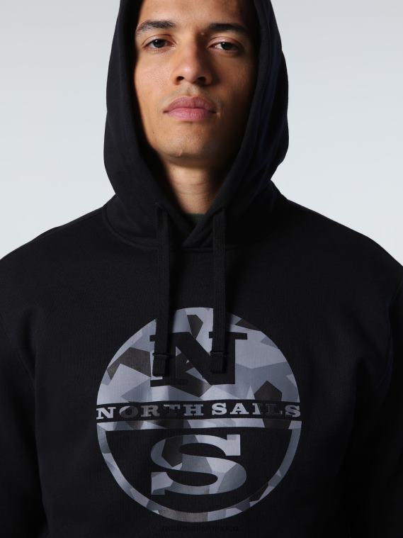sudadera con capucha y logo hombres negro North Sails ropa 020NL789