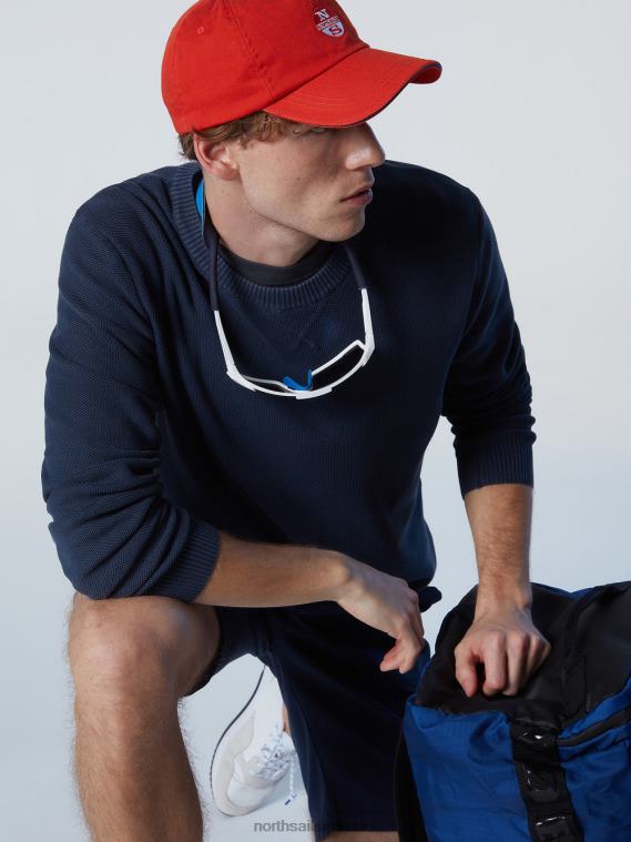 cuello redondo de algodón orgánico hombres Azul marino North Sails ropa 020NL244