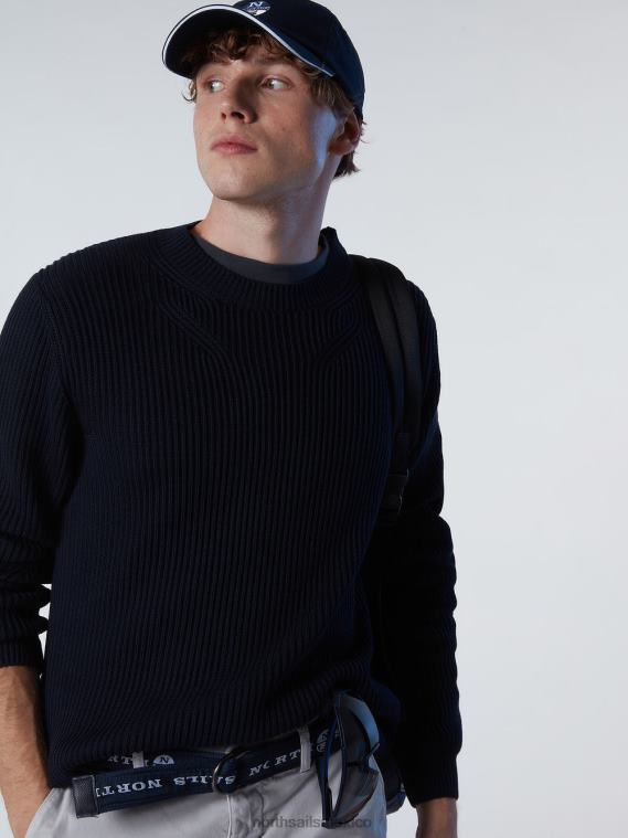 cuello redondo de canalé hombres Azul marino North Sails ropa 020NL248