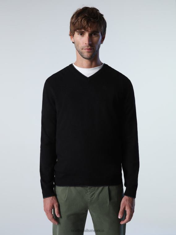 jersey con cuello en v hombres negro North Sails ropa 020NL811