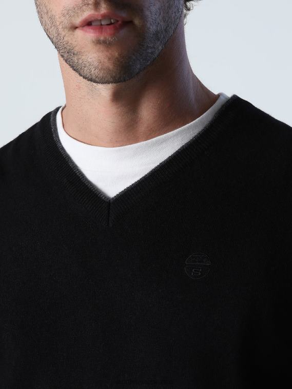 jersey con cuello en v hombres negro North Sails ropa 020NL811