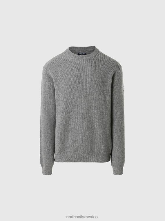jersey con cuello redondo nuevo hombres mezcla de grises North Sails ropa 020NL681