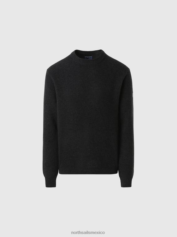 jersey con cuello redondo nuevo hombres mezcla gris oscuro North Sails ropa 020NL682