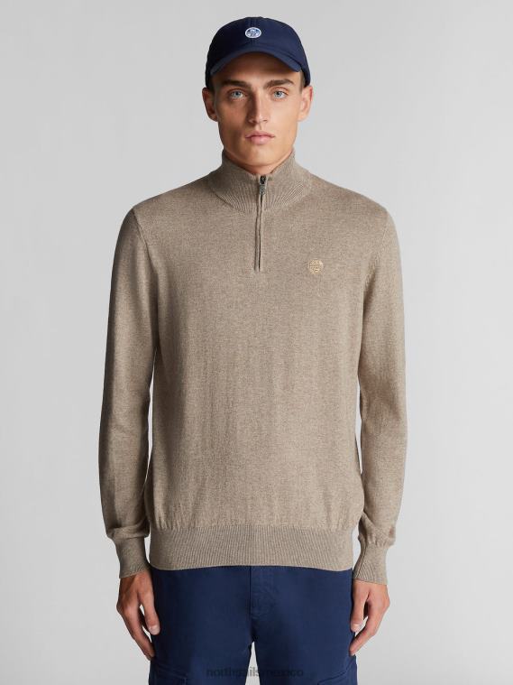 jersey con media cremallera hombres mezcla fósil North Sails ropa 020NL1318