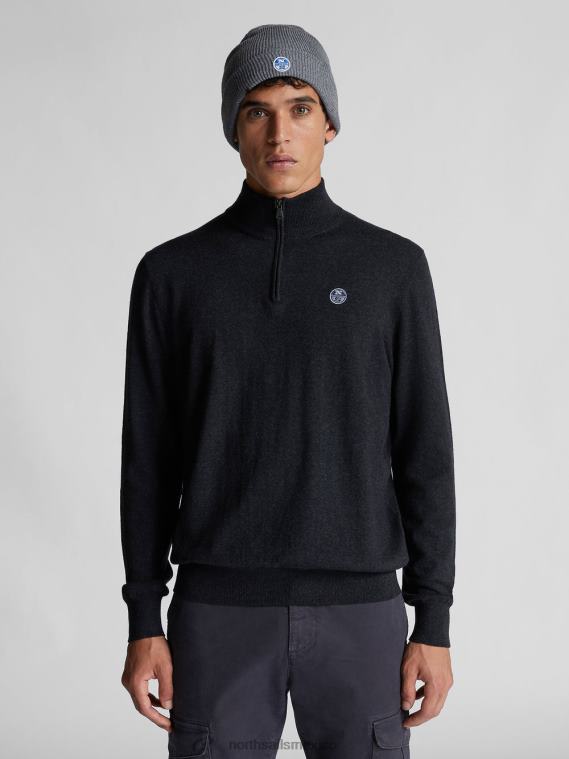 jersey con media cremallera hombres mezcla gris oscuro North Sails ropa 020NL1321