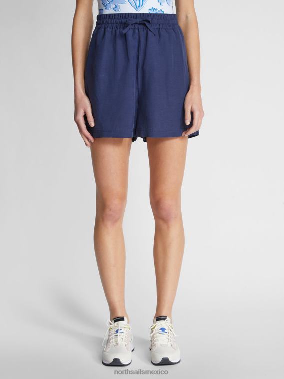 pantalones cortos de lino orgánico mujer azul medianoche North Sails ropa 020NL1533