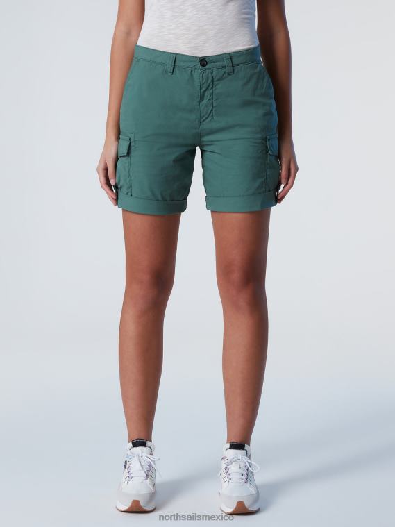 shorts cargo de algodón orgánico mujer verde militar North Sails ropa 020NL626