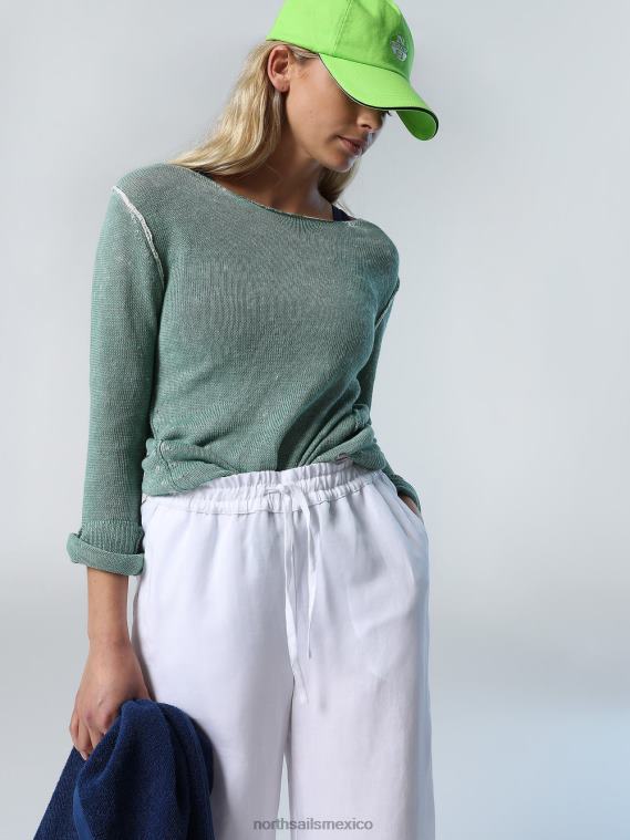 pantalones de lino y tencel mujer blanco North Sails ropa 020NL608