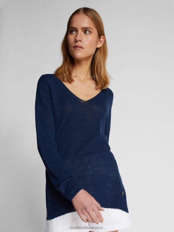 jersey con cuello en v mujer azul medianoche North Sails ropa 020NL1463