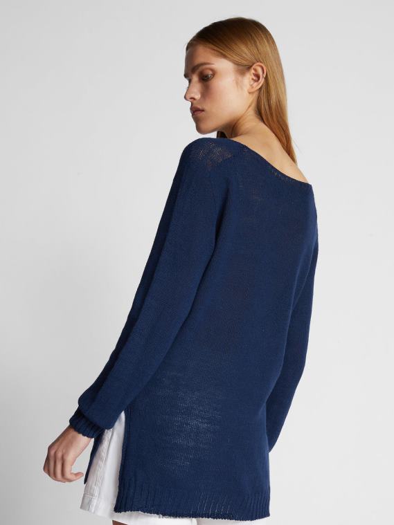 jersey con cuello en v mujer azul medianoche North Sails ropa 020NL1463