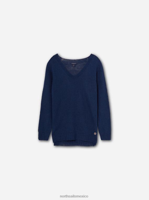 jersey con cuello en v mujer azul medianoche North Sails ropa 020NL1463