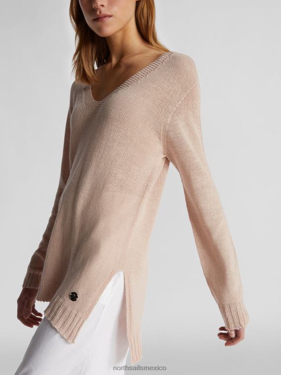 jersey con cuello en v mujer rosa de madera North Sails ropa 020NL1462