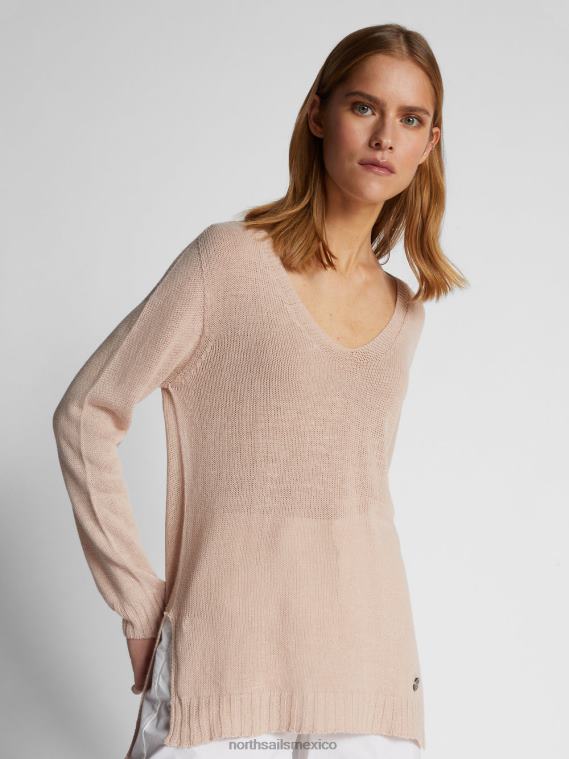 jersey con cuello en v mujer rosa de madera North Sails ropa 020NL1462
