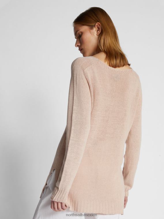 jersey con cuello en v mujer rosa de madera North Sails ropa 020NL1462