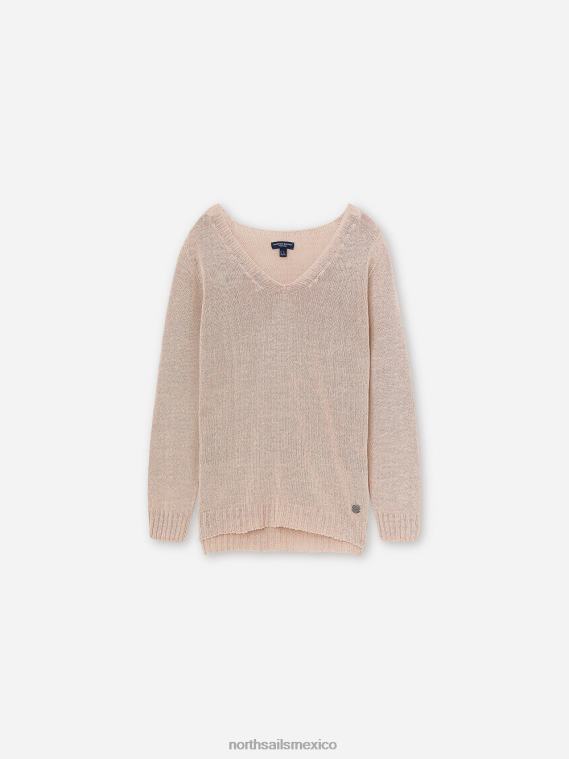 jersey con cuello en v mujer rosa de madera North Sails ropa 020NL1462