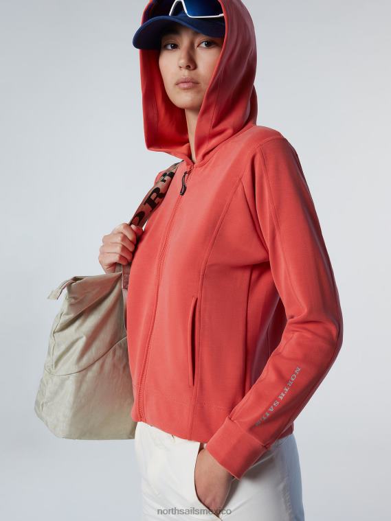 sudadera con capucha de piel de melocotón de modal mujer pimenton North Sails ropa 020NL599