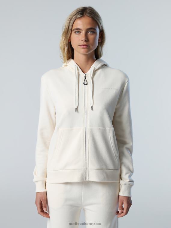 sudadera con capucha y estampado en el pecho mujer crema de almendras North Sails ropa 020NL602