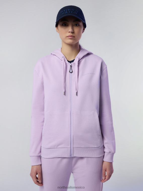 sudadera con capucha y estampado en el pecho mujer flor lila North Sails ropa 020NL604