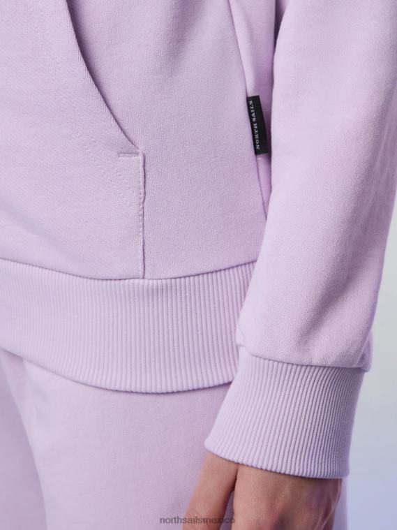 sudadera con capucha y estampado en el pecho mujer flor lila North Sails ropa 020NL604