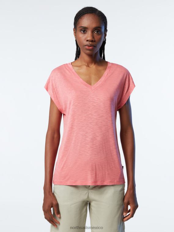 top con cuello en v mujer Rosa de té North Sails ropa 020NL572