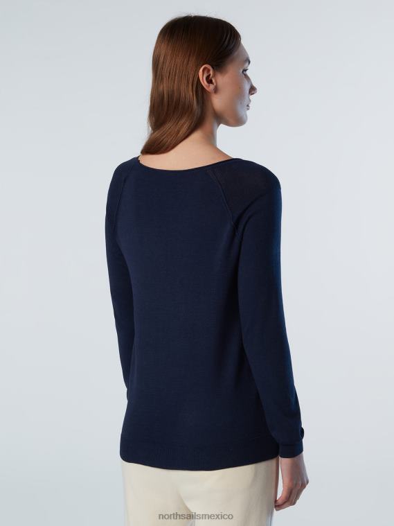 top de aloe vera con cuello barco mujer Azul marino North Sails ropa 020NL576