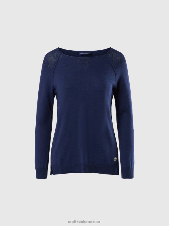 top de aloe vera con cuello barco mujer Azul marino North Sails ropa 020NL576