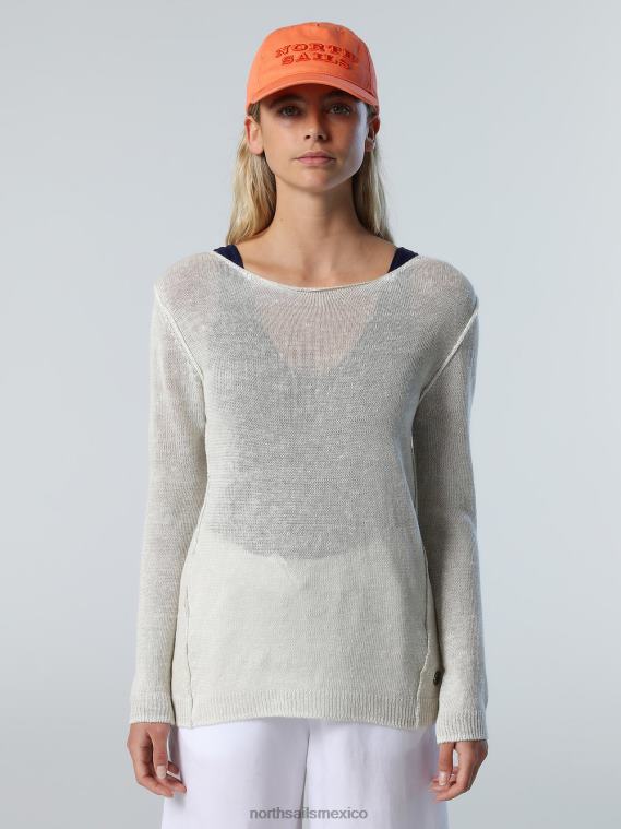 top de lino con cuello barco mujer crema de almendras North Sails ropa 020NL568