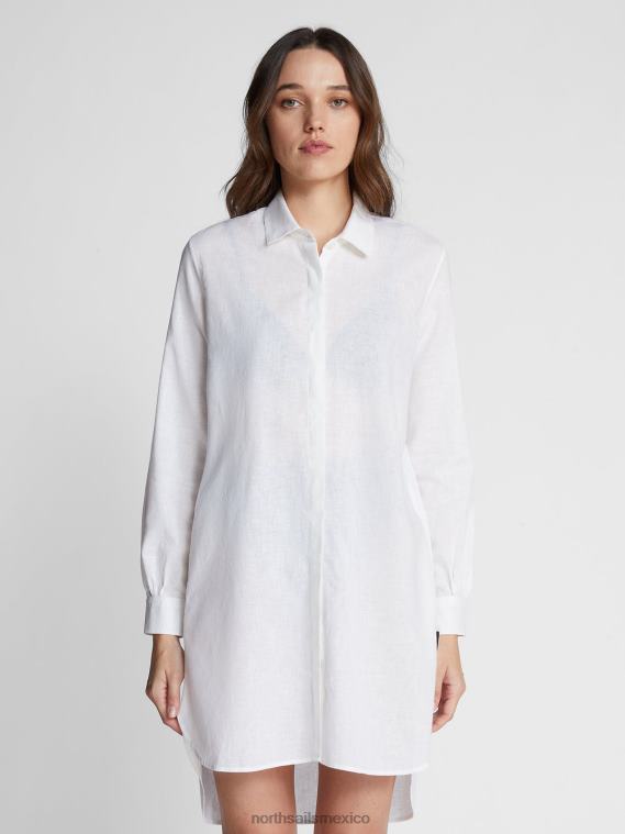 vestido de algodón y lino mujer blanco North Sails ropa 020NL1464