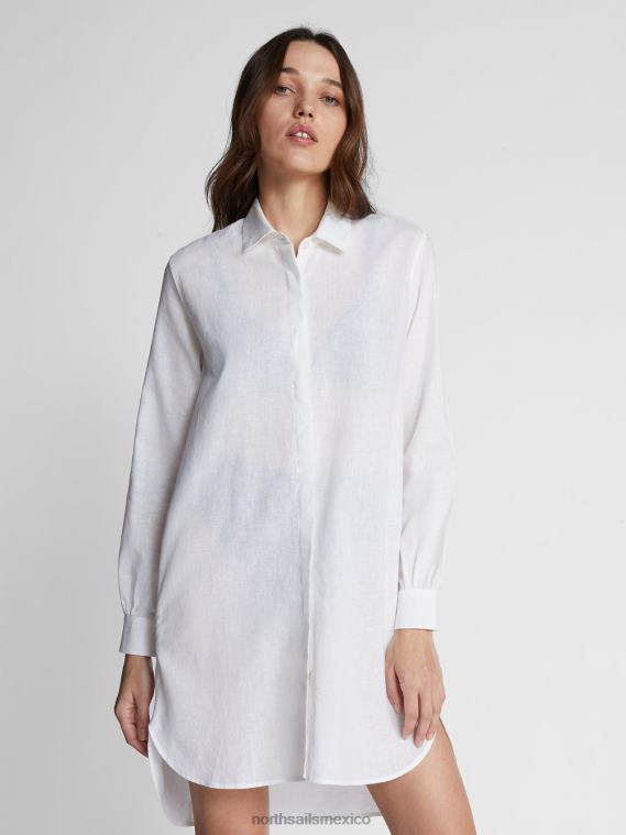 vestido de algodón y lino mujer blanco North Sails ropa 020NL1464